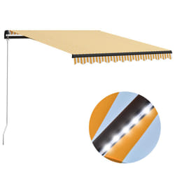 vidaXL Manual Retractable Awning with LED 300x250cm Yellow and White Canopy