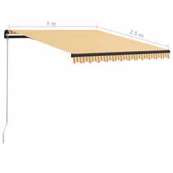 vidaXL Manual Retractable Awning with LED 300x250cm Yellow and White Canopy - Additional view 10