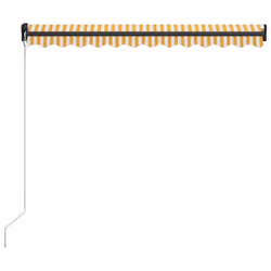 vidaXL Manual Retractable Awning with LED 300x250cm Yellow and White Canopy - Additional view 4