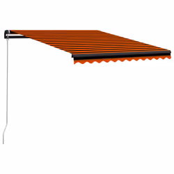 vidaXL Manual Retractable Awning with LED 300x250cm Orange and Brown Canopy