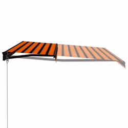 vidaXL Manual Retractable Awning with LED 450x300cm Orange and Brown Canopy - Additional view 2