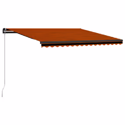 vidaXL Manual Retractable Awning with LED 450x300cm Orange and Brown Canopy - Additional view 9