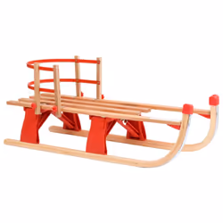 vidaXL Folding Snow Sledge with Backrest 119cm Wood Toboggan Snow Raider Sled