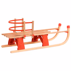 vidaXL Folding Snow Sledge with Backrest 119cm Wood Toboggan Snow Raider Sled