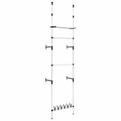 vidaXL Telescopic Wardrobe System with Rods and Shelf Aluminium Clothes Rack
