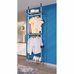 vidaXL Telescopic Wardrobe System with Rods and Shelf Aluminium Clothes Rack - Additional view 4