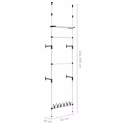 vidaXL Telescopic Wardrobe System with Rods and Shelf Aluminium Clothes Rack - Additional view 9