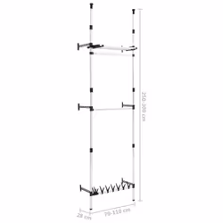 vidaXL Telescopic Wardrobe System with Rods Aluminium Hanging Rail Storage - Additional view 10