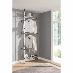 vidaXL Telescopic Wardrobe System with Rods Aluminium Hanging Rail Storage - Additional view 4