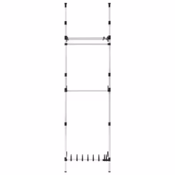 vidaXL Telescopic Wardrobe System with Rods Aluminium Hanging Rail Storage - Additional view 5