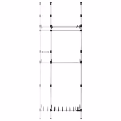 vidaXL Telescopic Wardrobe System with Rods Aluminium Hanging Rail Storage - Additional view 6