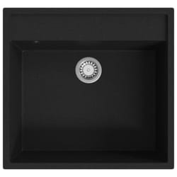 vidaXL Kitchen Sink with Overflow Hole Black Granite Single Bowl Waste Kit