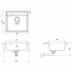 vidaXL Kitchen Sink with Overflow Hole Beige Granite Single Bowl Waste Kit - Additional view 8