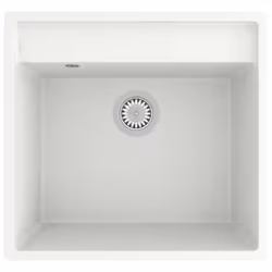 vidaXL Kitchen Sink with Overflow Hole White Granite Single Bowl Waste Kit