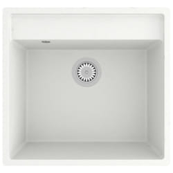 vidaXL Kitchen Sink with Overflow Hole White Granite Single Bowl Waste Kit