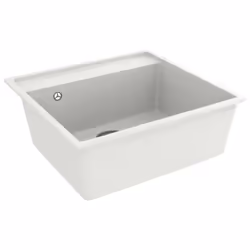 vidaXL Kitchen Sink with Overflow Hole White Granite Single Bowl Waste Kit