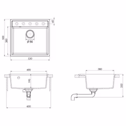 vidaXL Kitchen Sink with Overflow Hole White Granite Single Bowl Waste Kit - Additional view 7