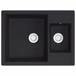 vidaXL Kitchen Sink with Overflow Hole Double Basins Granite Multi Colours - black