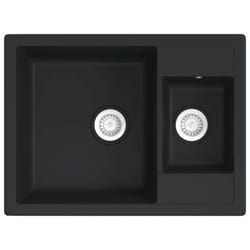 vidaXL Kitchen Sink with Overflow Hole Double Basins Granite Multi Colours - black