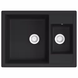 vidaXL Kitchen Sink with Overflow Hole Double Basins Granite Multi Colours - black