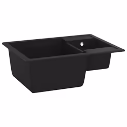 vidaXL Kitchen Sink with Overflow Hole Double Basins Granite Multi Colours - black