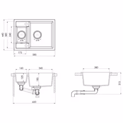 vidaXL Kitchen Sink with Overflow Hole Double Basins Granite Multi Colours - black - Additional view 4