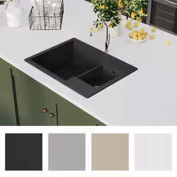 vidaXL Kitchen Sink with Overflow Hole Double Basins Granite Multi Colours - black - Additional view 6