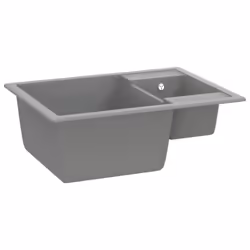 vidaXL Kitchen Sink with Overflow Hole Double Basins Granite Multi Colours - grey
