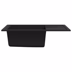 vidaXL Kitchen Sink with Overflow Hole Oval Black Granite Drainer Waste Kit - Additional view 5