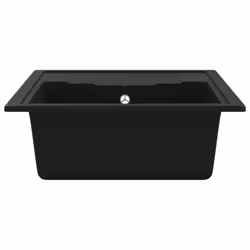 vidaXL Kitchen Sink with Overflow Hole Oval Black Granite Drainer Waste Kit - Additional view 6