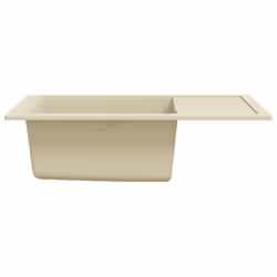 vidaXL Kitchen Sink with Overflow Hole Oval Beige Granite Drainer Waste Kit - Additional view 5