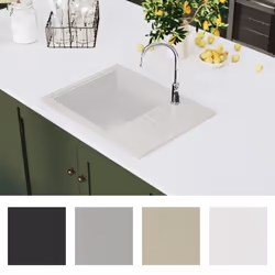 vidaXL Kitchen Sink with Overflow Hole Oval White Granite Drainer Waste Kit - Additional view 4