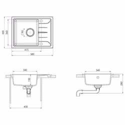 vidaXL Kitchen Sink with Overflow Hole Oval White Granite Drainer Waste Kit - Additional view 5