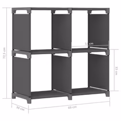 vidaXL 4-Cube Display Shelf Grey Fabric Free Standing Storage Organiser Unit - Additional view 7