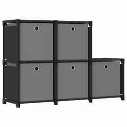 VidaXL 322603, Black, Grey, 5 shelves, Steel, Polyester, Steel, 3 kg, 15 kg