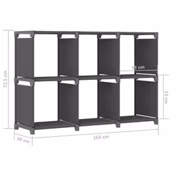 vidaXL 6-Cube Display Shelf Grey Fabric Free Standing Storage Organiser Unit - Additional view 7