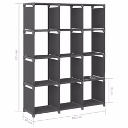 vidaXL 12-Cube Display Shelf Grey Fabric Free Standing Storage Organiser Unit - Additional view 7