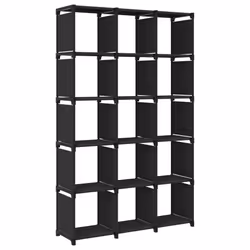 VidaXL 322618, Black, 15 shelves, Steel, Polyester, Steel, 3 kg, 45 kg