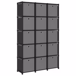 VidaXL 322619, Black, Grey, 15 shelves, Steel, Polyester, Steel, 3 kg, 45 kg