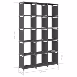 vidaXL 15-Cube Display Shelf Grey Fabric Free Standing Storage Organiser Unit - Additional view 6