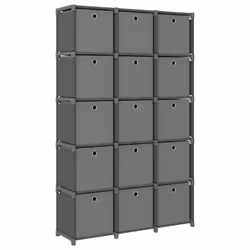 VidaXL 322621, Grey, 15 shelves, Steel, Polyester, Steel, 3 kg, 45 kg