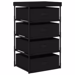 vidaXL Storage Rack with 4 Fabric Baskets Steel Black Drawer Cabinet Holder