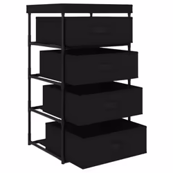 vidaXL Storage Rack with 4 Fabric Baskets Steel Black Drawer Cabinet Holder