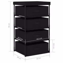 vidaXL Storage Rack with 4 Fabric Baskets Steel Black Drawer Cabinet Holder - Additional view 6