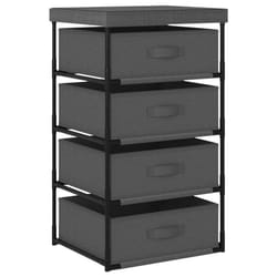 vidaXL Storage Rack with 4 Fabric Baskets Steel Grey Drawer Cabinet Holder