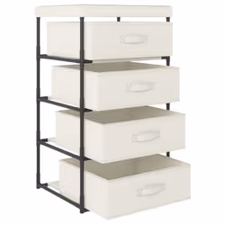 vidaXL Storage Rack with 4 Fabric Baskets Steel Cream Drawer Cabinet Holder - Additional view 2