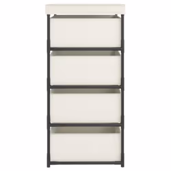 vidaXL Storage Rack with 4 Fabric Baskets Steel Cream Drawer Cabinet Holder - Additional view 3