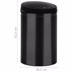 vidaXL Automatic Sensor Dustbin 30L Carbon Steel Black Kitchen Waste Dust Bin - Additional view 7
