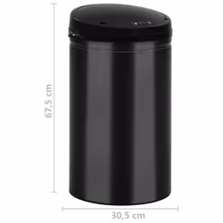 vidaXL Automatic Sensor Dustbin 40L Carbon Steel Black Kitchen Waste Dust Bin - Additional view 7