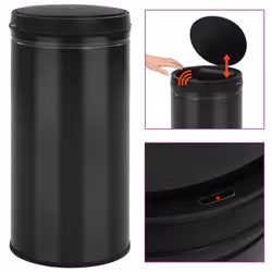 vidaXL Automatic Sensor Dustbin 70L Carbon Steel Black Kitchen Waste Dust Bin